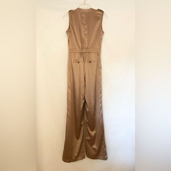 NWT Champagne color JLUXLABLE Jumpsuit. Satin Feel. OS, lined, Stretch - Picture 3 of 6